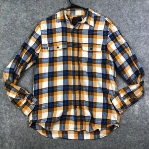 OLD NAVY Vintage FLANNEL Regular Fit Plaid Mens Medium Yellow Orange